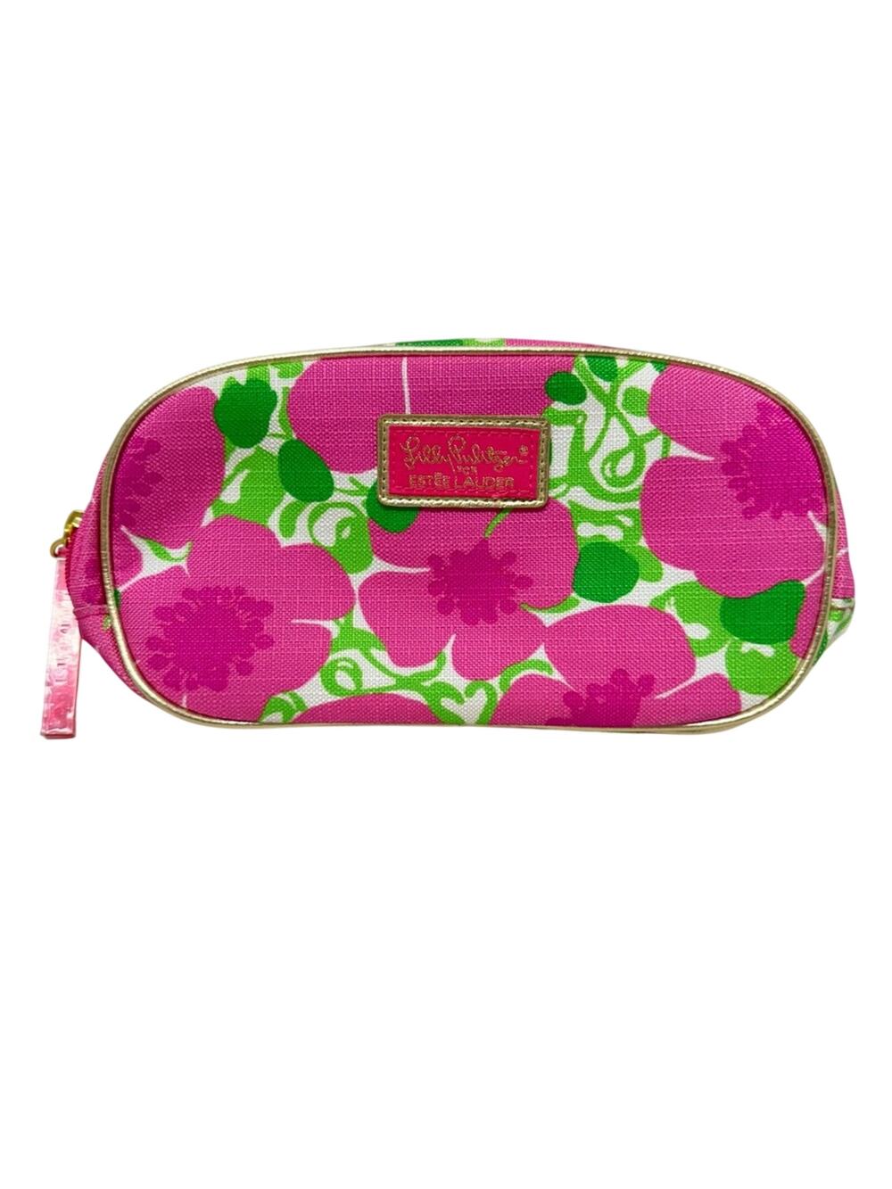 Lilly Pulitzer Pink Green Floral Makeup Bag Mini Travel Case Estée Lauder Pouch